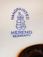 Apponyi mintás Herendi gyertyatartó, kézzel festett, jelzett, apró kopásnyomokkal, d: 13 cm, m: 14 c...