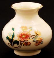 Zsolnay virágmintás kis porcelán váza, kézzel festett, hibátlan, jelzett, m: 7cm