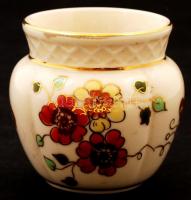 Zsolnay pillangó mintás kis porcelán váza, kézzel festett, hibátlan, jelzett, m: 7cm
