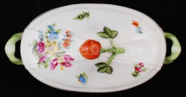 Epres Herendi virágmintás füles bonbonier, kézzel festett, jelzett, hibátlan, h:17 cm, m: 11cm