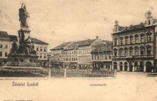 Arad, Szabadság tér, Fiume kávéház, Farber Lajos üzlete / square, cafe, shops (fa)