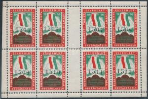 1936 Budapesti Turista Egyesület levélzáró 8-as kisív középen üres mezővel / Tourist association label minisheet