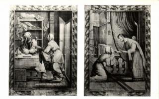 Judaica, Jewish stories from the Bible - 4 old postcards