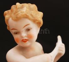 Schaubach Kunst puttó figura, kézzel festett, jelzett, hibátlan, m:13 cm/ Schaubach Kunst putto figu...