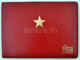 Marx, Engels, Lenin, selyemre nyomott rézkarc, műbőr, Ganz Mávag feliratú borítóban