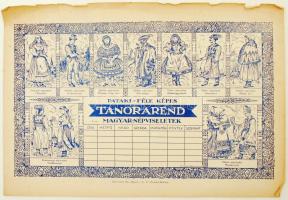 cca 1920 Pataki féle képes órarend magyar népviselet. 5 db
