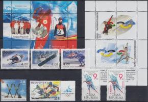 Torino Winter Olympics 7 stamps with sets and coupon stamps + 2 blocks, Téli Olimpia, Torino 7 db bélyeg, közte sor és szelvényes + 2 db blokk