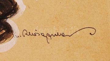 Olvashatatlan jelzéssel: Szivarozó férfi. Vegyes technika, papír, jelzett, 15x24 cm