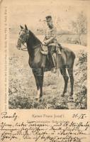 Kaiser Franz Josef I zum siebzigsten Geburtsfeste; A. Sockl / Franz Joseph on horseback, anniversary card