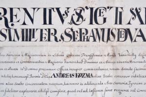 1756 Marosvásárhely, vasgyártó céh mesterek által kiállított szabadulólevél / 1756 Guild warrant