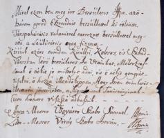 1756 Marosvásárhely, vasgyártó céh mesterek által kiállított szabadulólevél / 1756 Guild warrant