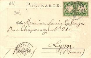 Regensburg, Haidplatz / square; postman Emb. litho