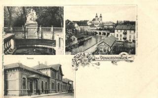 Donaueschingen, Bahnhof; Verlag von Ph. Bussemer / railway station, floral