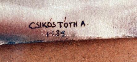 Csikós Tóth András (1902-1963): Balatoni halászcsónak, 1939. Akvarell, papír, kasírozott, jelzett, ü...