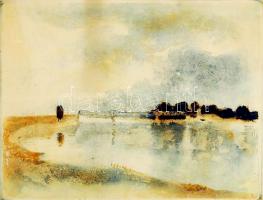 Elekfy Jenő (1895-1968): Duna-híd. Akvatinta, papír, kasírozott, üvegezett keretben, 29×38 cm 