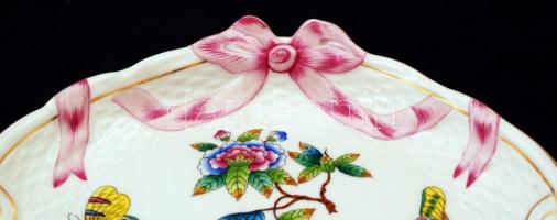 Herendi Viktória mintás tál, kézzel festett, jelzett, karcolás nyomokkal, 40×28 cm