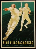 1955 Ifjúsági Vívó Világbajnokság reklámplakát / 1955 Youth Fencincg World Cup vintage poster 50x70 cm