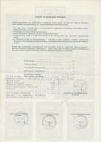 Budapest 1993. "OTP Bank" letéti jegye 10.000Ft-ról szelvényekkel, bélyegzésekkel, lyukasz...