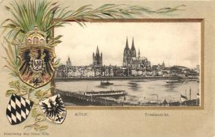 Köln, Totalansicht, Wappen; Kunstverlag Max Victor / coat of arms, Emb. litho