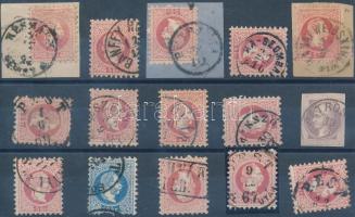 15 stamps with readable cancellations, 15 db bélyeg olvasható bélyegzésekkel