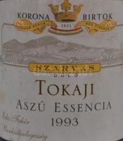 1993 Korona birtok, Szarvas dűlő Tokaji Aszú esszencia fehér bor, 500 ml. Bontatlan palack. / Vintag...