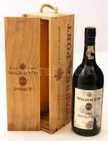 1985 Warres vintage port. Portugál vörösbor. 0,75l bontatlan palack, díszcsomáagolásban. / 1985 Vintage Portugese red wine in special case.