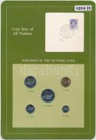 Hollandia 1982-1984. 10c - 2 1/2G 5klf db, forgalmi szett felbélyegzett kartonlapon T:1,1- Netherlands 1982-1984. 10 Cents - 2 1/2 Gulden 5 different, coin set on cardboard with stamp C:UNC,AU