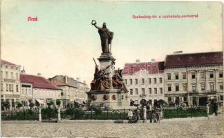 Arad, Szabadság tér, Szabadság-szobor, Herbstein Mór és Weigl Adolf kereskedései / Liberty square, shops