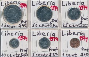 Libéria 1974. 1c-1$ 6xklf T:PP
Liberia 1974. 1 Cent - 1 Dollar 6xdiff C:PP