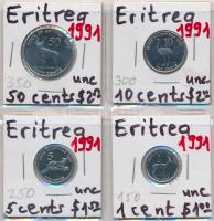 Eritrea 1991. 1c-50c 4xklf db T:1 Eritrea 1991. 1 Cent - 50 Cents 4xdiff pcs C:UNC