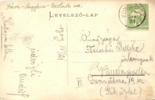 Kunhegyes, Vasútállomás, városház, templom; Farkas Sándor fényképész kiadása, floral