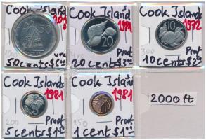 Cook-szigetek 1972-2010. 1c-50c 5xklf T:PP,2,2 (PP) Cook Islands 1972-2010. 1 Cent - 50 Cents 5xdiff C:PP,XF,XF (PP)