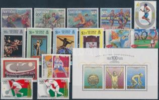 Olympics 30 stamps with sets + 2 blocks on 2 stock cards, Olimpia 30 db bélyeg sorokkal + 2 db blokk, 2 stecklapon