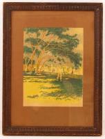 Conrad Gyula (1877-1959): Tavasz Rómában című mappa egy lapja, 1913. Litográfia, papír, üvegezett keretben, 33x24,5 cm
