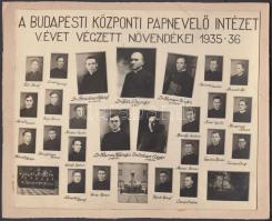 1936 A budapesti Központi Papnevelő Intézet végzett növendékei, kistabló 24 feliratozott portréval, 18x24 cm