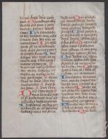 cca 1300-1480 Latin nyelvű breviárium egy lapja, a 18., 19. és 20. zsoltárral, pergamen, díszes inic...