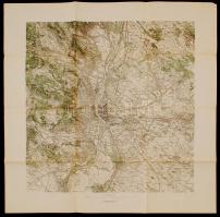 cca 1910 Budapest és környéke katonai térkép, jó állapotban 60x50 cm