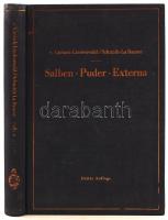 Hermann v. Czetsch-Lindenwald: Salben- Puder- Externa. Die ausseren Heilmittel der Medizin.. Mit 57 Abbildungen. Berlin / Göttingen / Heidelberg, 1950, Springer. Kiadói egészvászon kötésben.