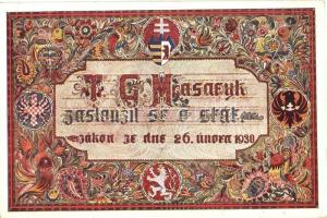 1930 T.G. Masaryk zaslouzil se o stat / Masaryks memorial act, Czechoslovak patriotic propaganda So. Stpl (EK)