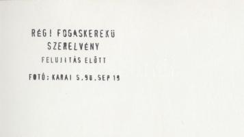 cca 1970 Karai S.: A régi fogaskerekű szerelvénye felújítás előtt, pecséttel jelzett, 18x24 cm