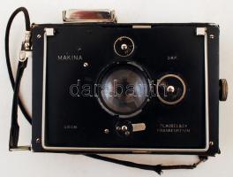 cca 1920 Plaubel Makina lemezes fényképezőgép 2 db lemez tartóval, kopottas tokkal / cca 1920 Vintag...