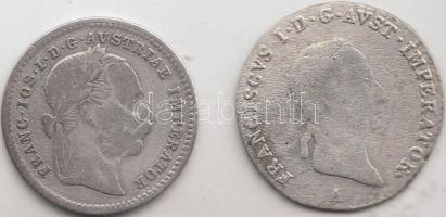 Ausztria 1829A 3kr Ag "I. Ferenc" + 1872. 10kr Ag "Ferenc József" T:2-,3 enyhén ...