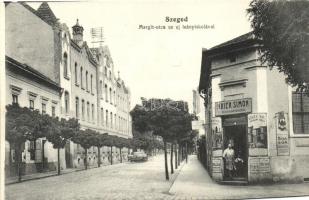 Szeged, Margit utca, Új leányiskola, Krier Simon vegyeskereskedése (vágott / cut)