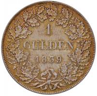 Német Államok/Württemberg 1839. 1G Ag "I. Vilmos" Stuttgart (10,53g) T:2- ph.
German State...