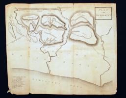 cca 1770 Plan von Agrigent. Agrigento térképe, jelölve a főbb ókori romok helyei. Rézmetszet, a Kephalides Reise 1. kötetéből, vízjellel. A szélein kicsit szakadt, 44×37 cm