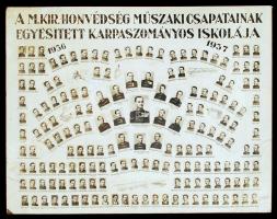 1937 A M. Kir. Honvédség műszaki csapatainak egyesített karpaszományos iskolája, kistabló 170 nevesített portréval, 22x28 cm