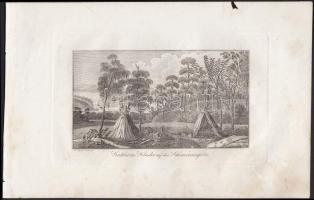 cca 1800 3 db óceániai témájú rézmetszet (Tonga-Tabu, Otahiti, Gräber der Kinder auf den Salamonsins...