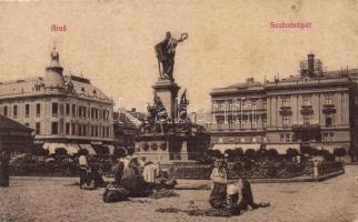 Arad, Szabadság tér, piac, Gyermek és életbiztosító intézet / square, market place, insurance company (EK)