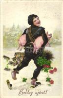 New Year, Chimney sweeper with pigs and money (EB)