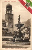 Trento, Piazza del Duomo con la Fontana / square, dome, fountain, flag with Antonio Salandra (EK)